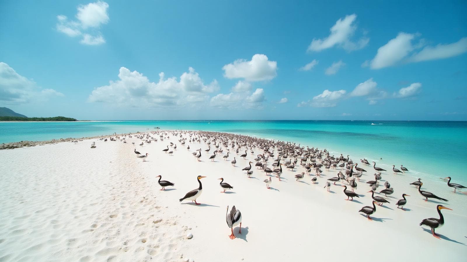Playa prístina de Isla Contoy con cientos de aves marinas