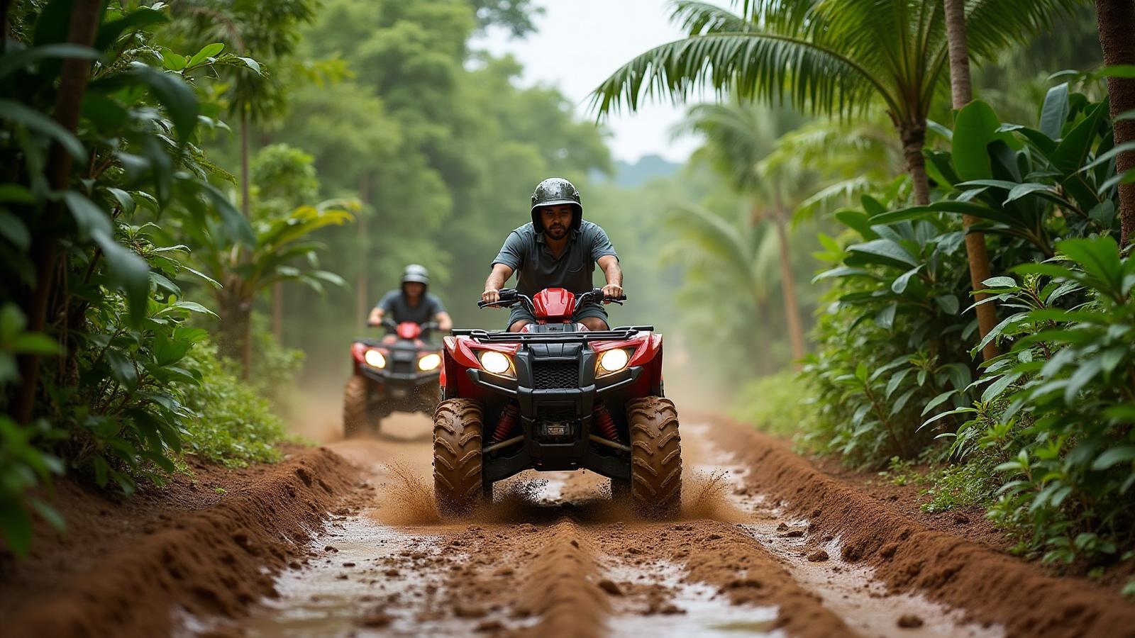 Tour de aventura en ATV en la selva de Yucatán con pilotos en vehículos todoterreno